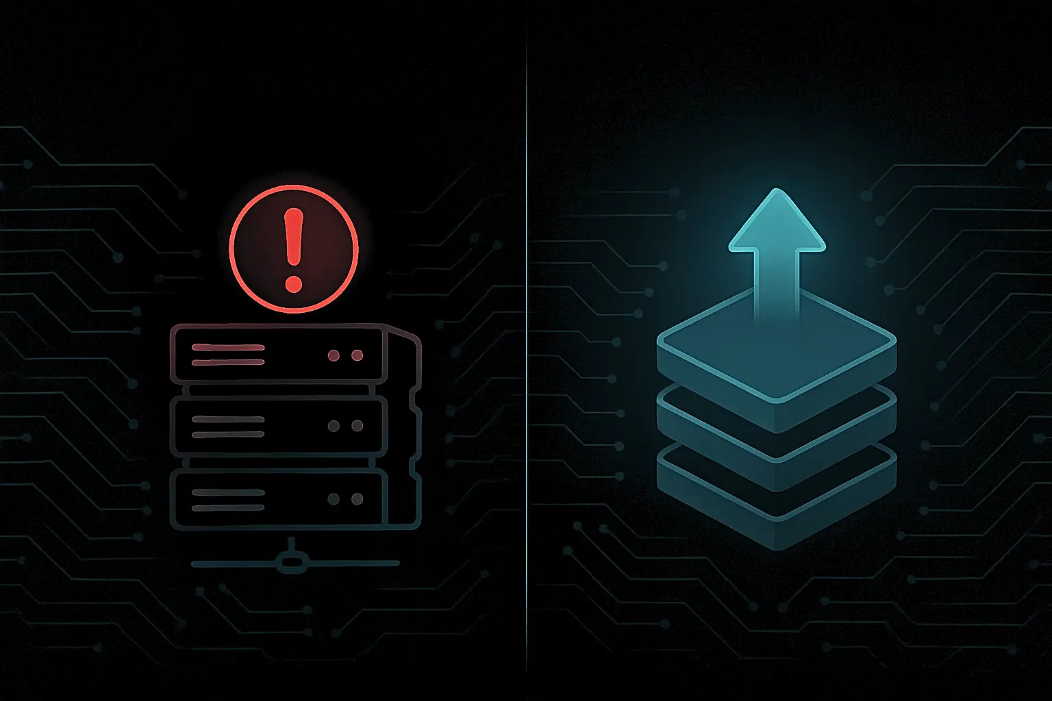 Image for Old, overburdened system vs. optimized, scalable platform